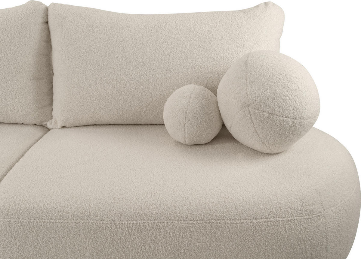 SCHLAFSOFA Bolla 3-Sitzer mit Bettkasten, Beige Boucle 240/90/90 cm - Beige/Schwarz, Kunststoff/Textil (240/90/90cm) - WFL GROUP