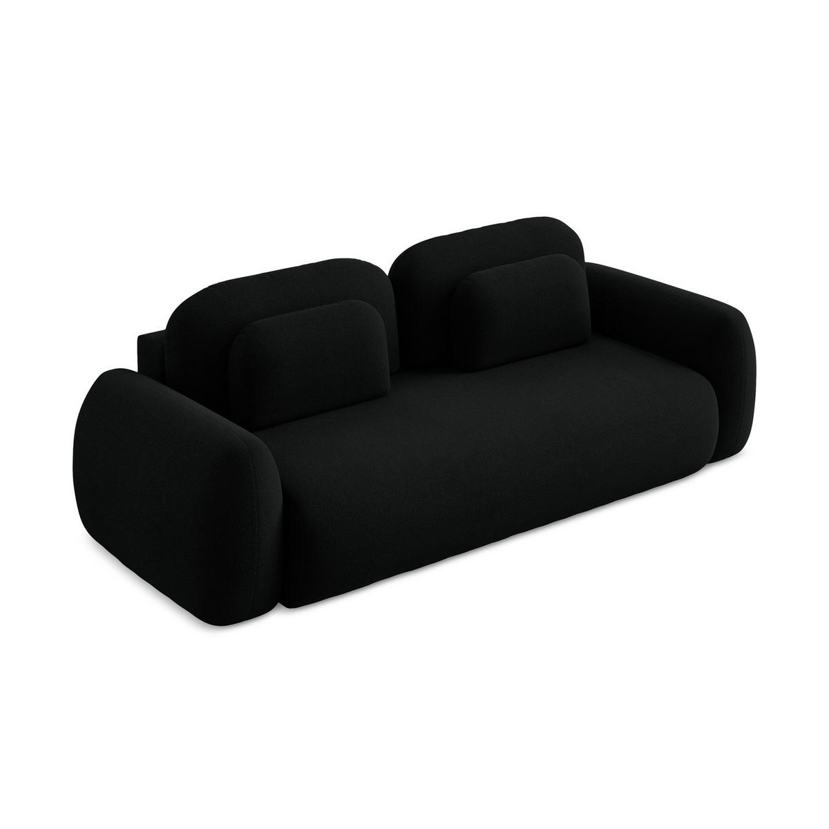 3-SITZER SOFA mit Schlaffunktion Bouclé Stoff Schwarz - Schwarz, Holzwerkstoff/Kunststoff (266/95/121cm) - LaMiaSofa
