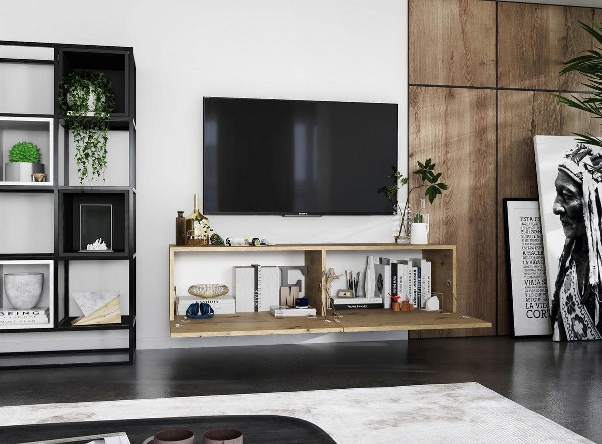TV-SCHRANK Enjoy Eiche artisan matt 120 cm - Eiche Artisan, Holzwerkstoff (120/30/35cm) - Meble Lindner
