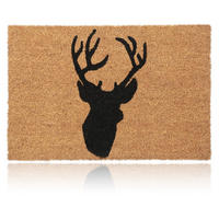 FUSSMATTE Natur Schwarz Kokos Hirsch 60x40 cm - Hellbraun, Kunststoff/Textil (60/40cm) - Relaxdays