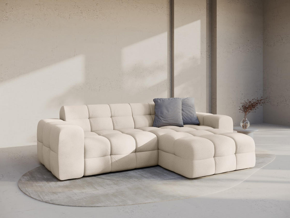 ECKSOFA rechts Kendal aus strukturiertem Stoff beige 4 Sitzplätze - Beige, Textil (173/256cm) - Micadoni