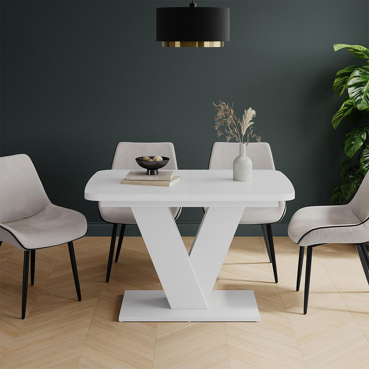 JEDÁLENSKÝ STÔL Fenaro Biela/biela - biela, kompozitné drevo (80/120/77.4cm) - Vicco