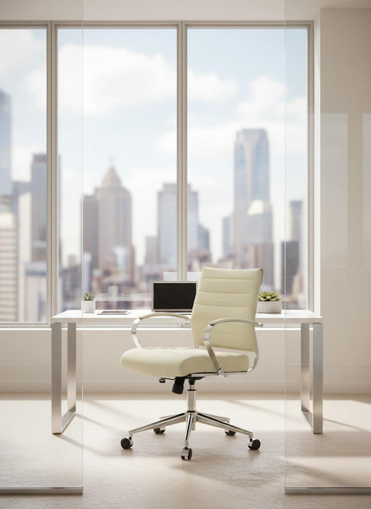 BÜROSTUHL Rynex Stoff creme - Chromfarben/Creme, Textil/Metall (57/100/62cm) - TPFLiving