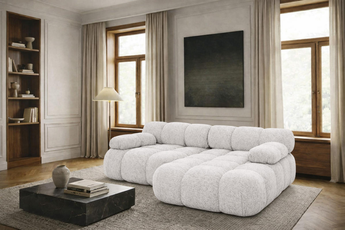 CHAISELONGUE Modular, Veloursstoff Salvador, Olive, Rechts, Selia - Ecru/Olivgrün, Holz (190/160cm) - Kaiser Möbel