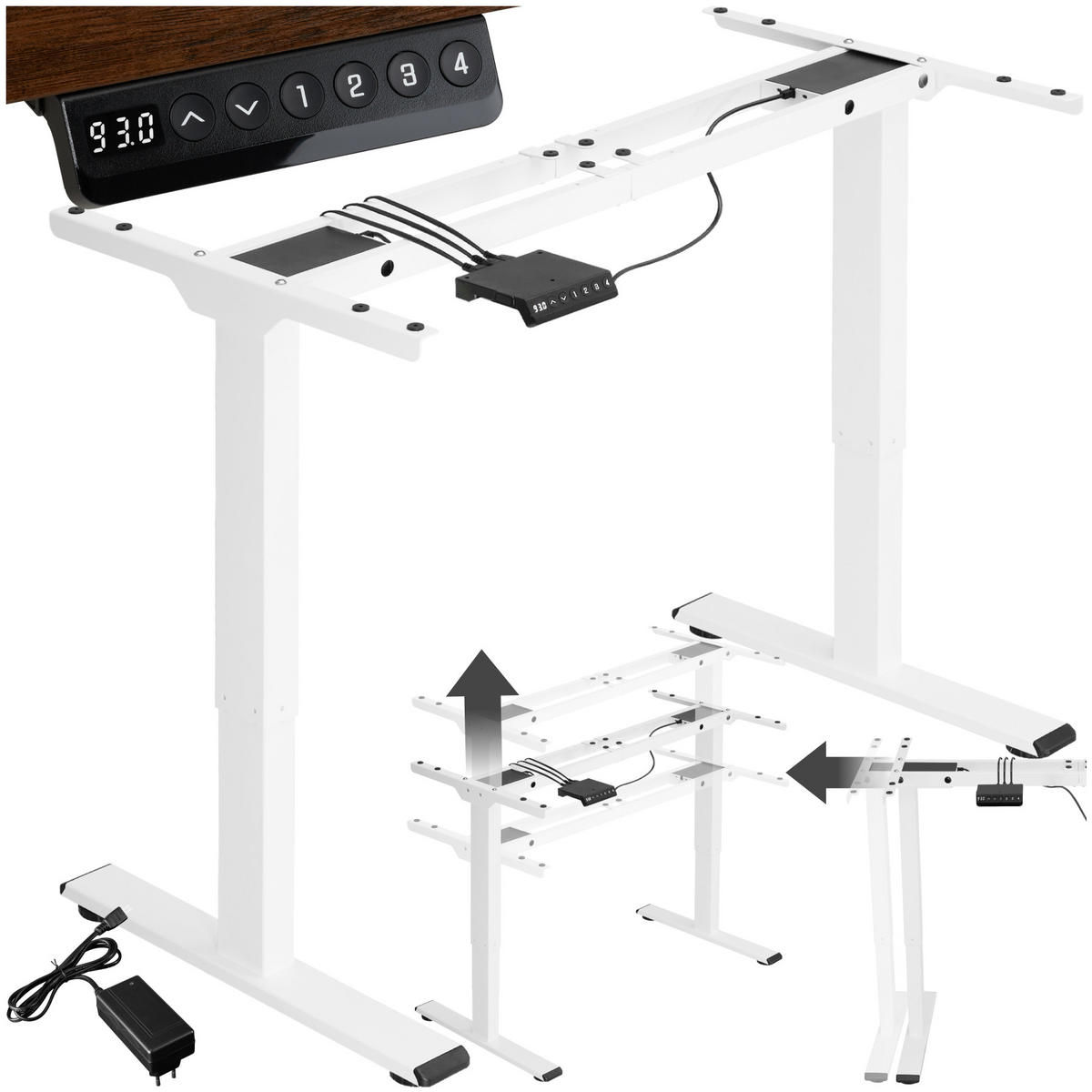 TISCHGESTELL Melville,110 - 168 x 60 x 70 - 119 cm,weiß - Weiß, Textil (60/168/119cm) - tectake