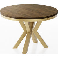 ESSTISCH Clara Gold runder ausziehbarer, Lefkas Eiche 120-200/120/76 cm - Alteiche/Goldfarben, Holzwerkstoff/Metall (120/120/76cm) - WFL GROUP