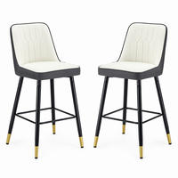 BARHOCKER 2er-Set 100 cm Weiß/Dunkelgrau mit Rückenlehne und Fußraste - Dunkelgrau, Metall (45/100/42cm) - MIVRAY