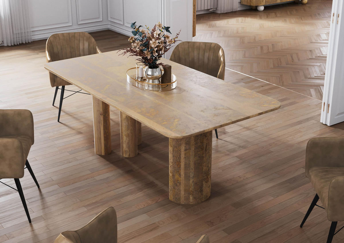 ESSTISCH Mango 200x100x77 natur lackiert FLORENZ #111 - Naturfarben, Holz (200/100/77cm) - Massivmoebel24