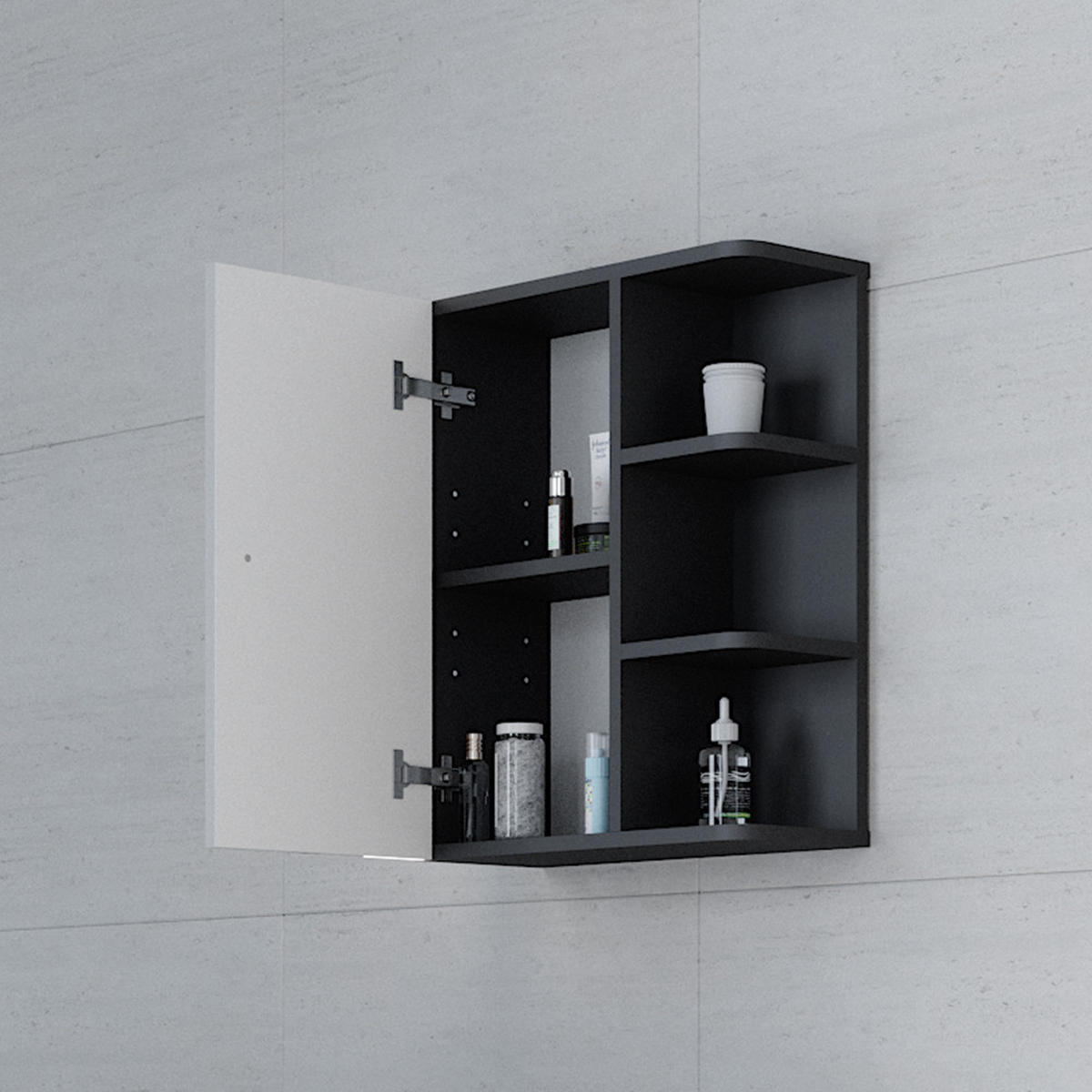 BADSCHRANK Fynn Weiß Hochglanz 47.2 x 59.2 cm - Weiß Hochglanz/Anthrazit, Holzwerkstoff (47.2/59.2/21cm) - Vicco