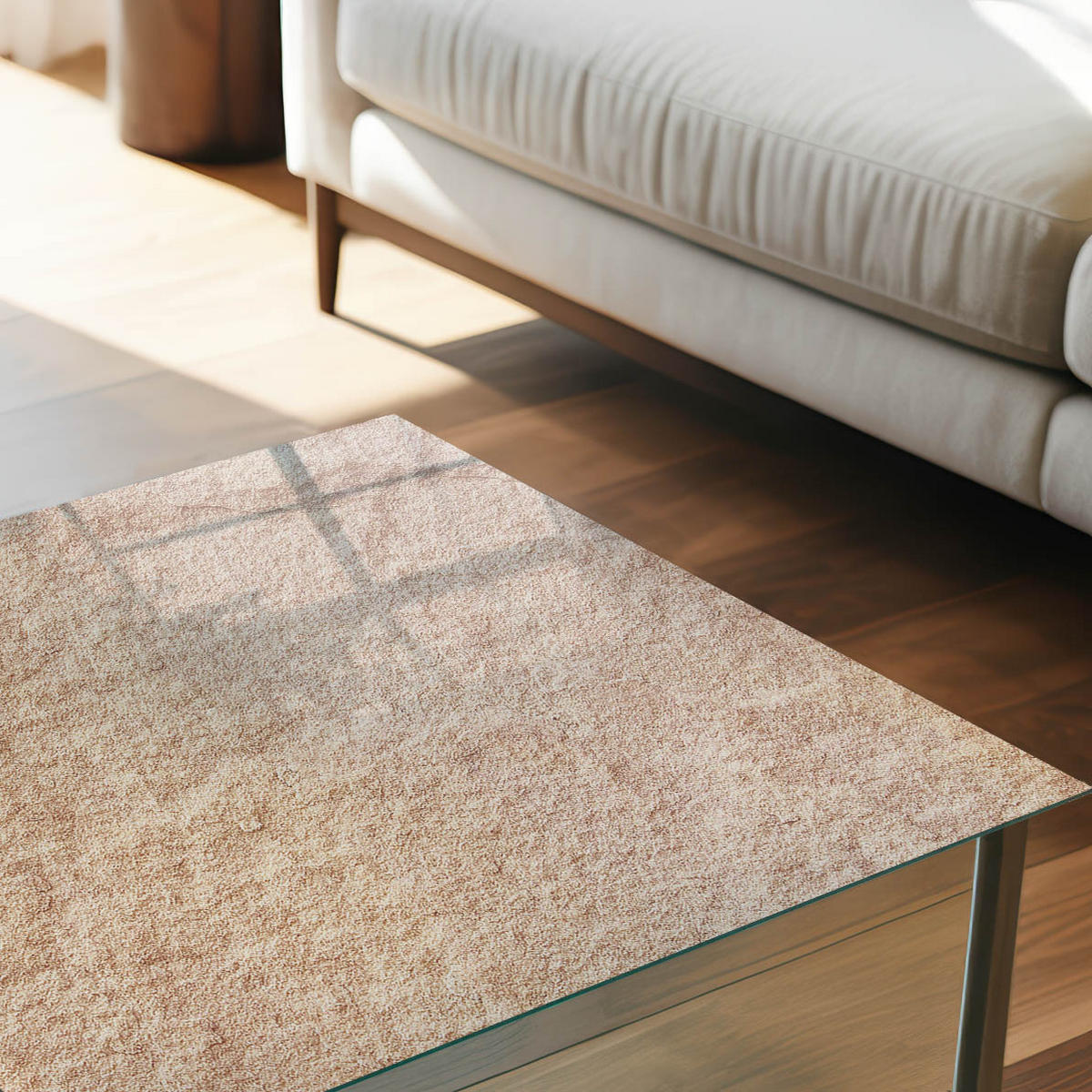 TISCHPLATTE 50x50 cm – Warme Textur - Beige, Glas (50/50/0.4cm) - Wallfluent