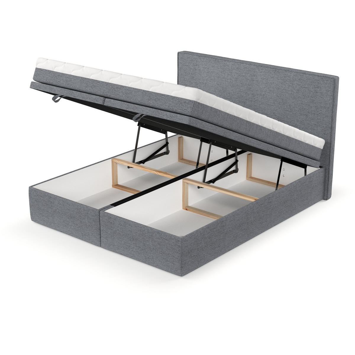 BOXBETT Zalla 180/200 cm Grau im Neve Stoff - Schwarz/Grau, Holz/Holzwerkstoff (180/200cm) - AltaBeds