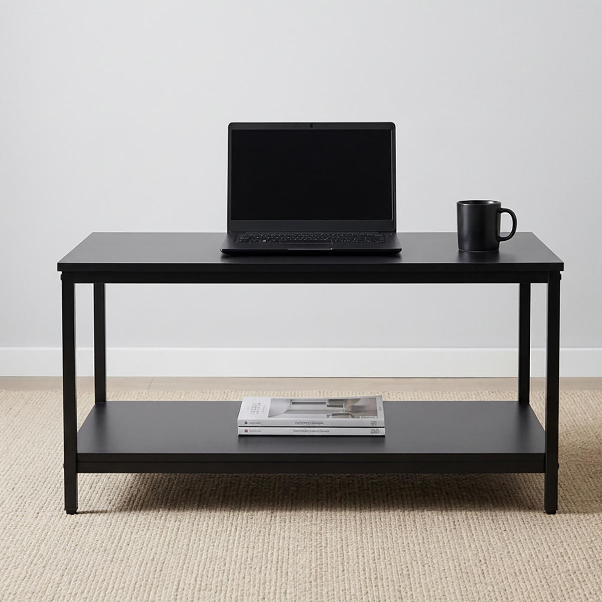 COUCHTISCH - Schwarz, Holzwerkstoff/Metall (50/80/42cm) - Relaxdays