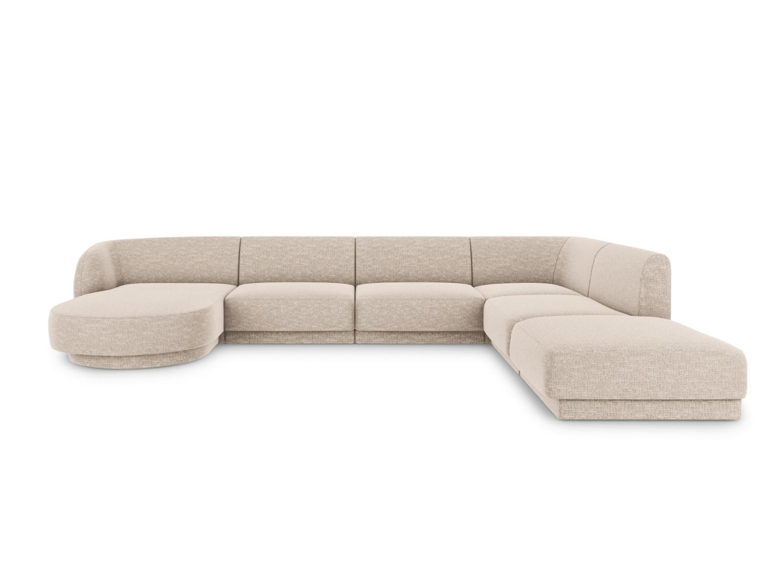 PANORAMASOFA rechts Miley aus Chenille-Stoff beige 6 Sitzplätze - Beige, Textil (255/70/330cm) - Micadoni