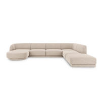 PANORAMASOFA rechts Miley aus Chenille-Stoff beige 6 Sitzplätze - Beige, Textil (255/70/330cm) - Micadoni