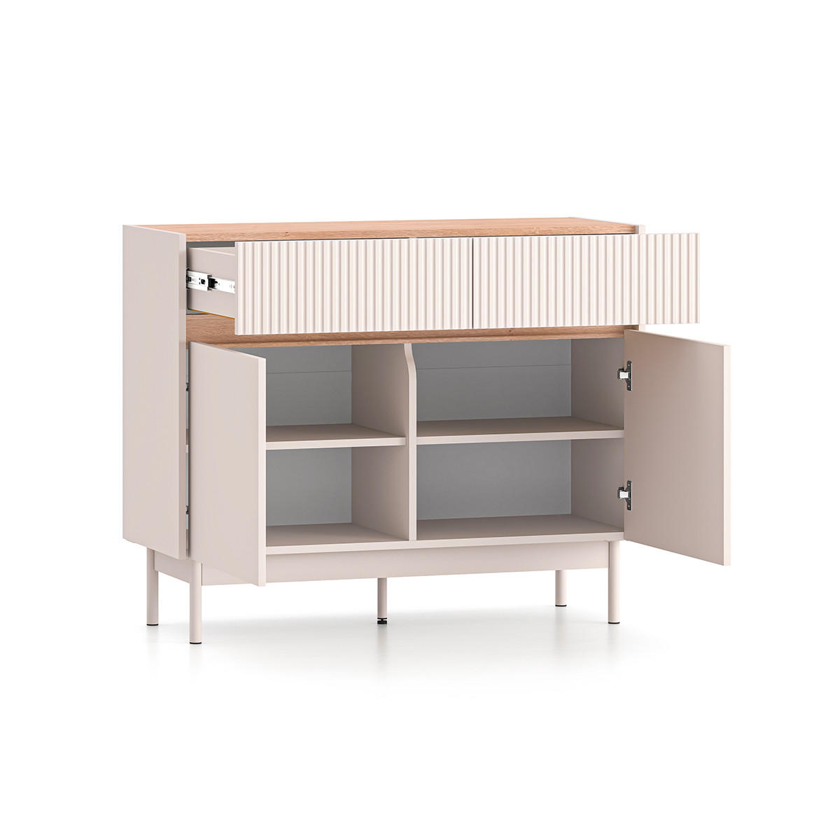 SIDEBOARD Connie Kaschmir und Holz - Beige, Holzwerkstoff (103.2/84.4/40cm) - Petits-meubles