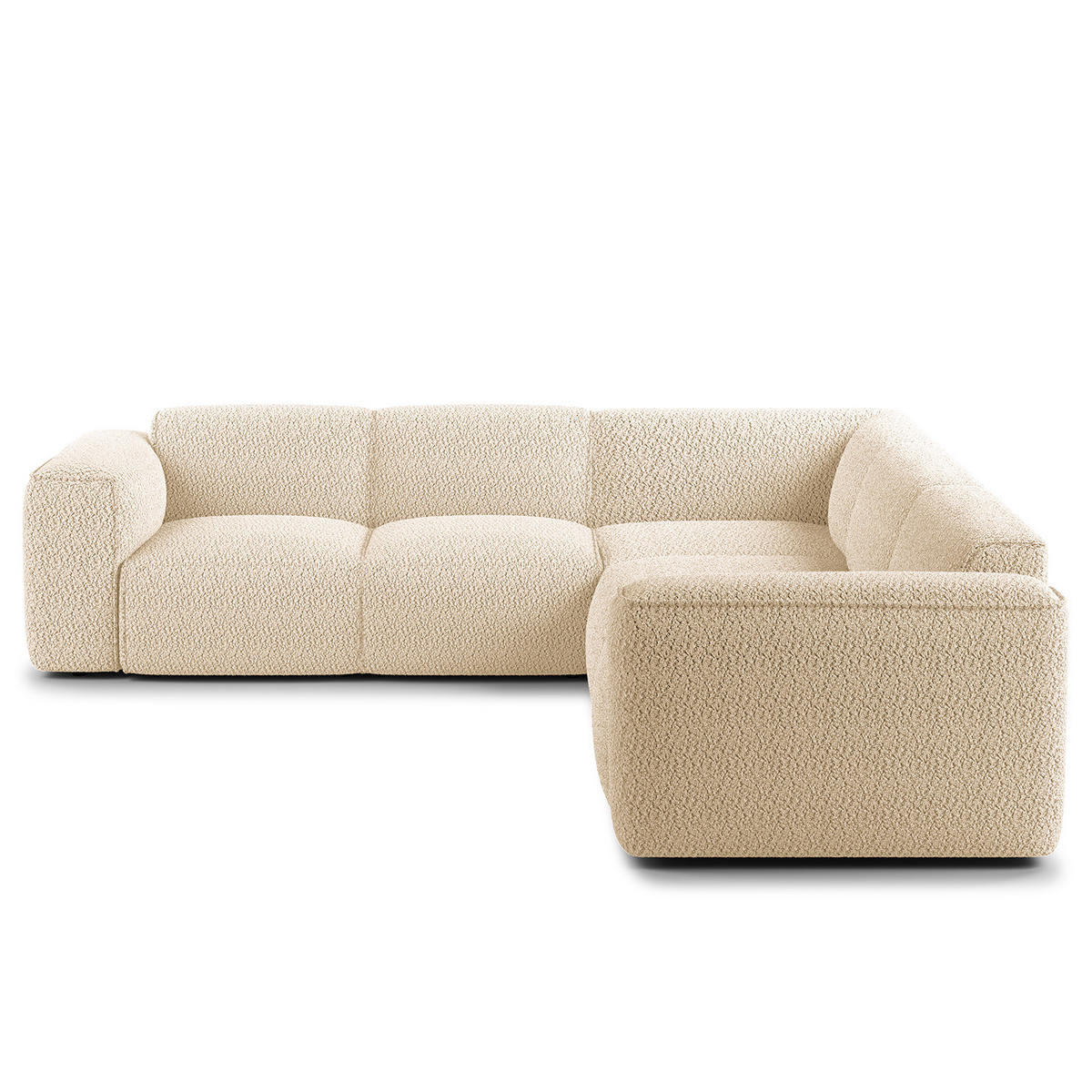 ECKSOFA mit Rundecke - Beige/Schwarz, Kunststoff/Textil (325/260cm) - home24