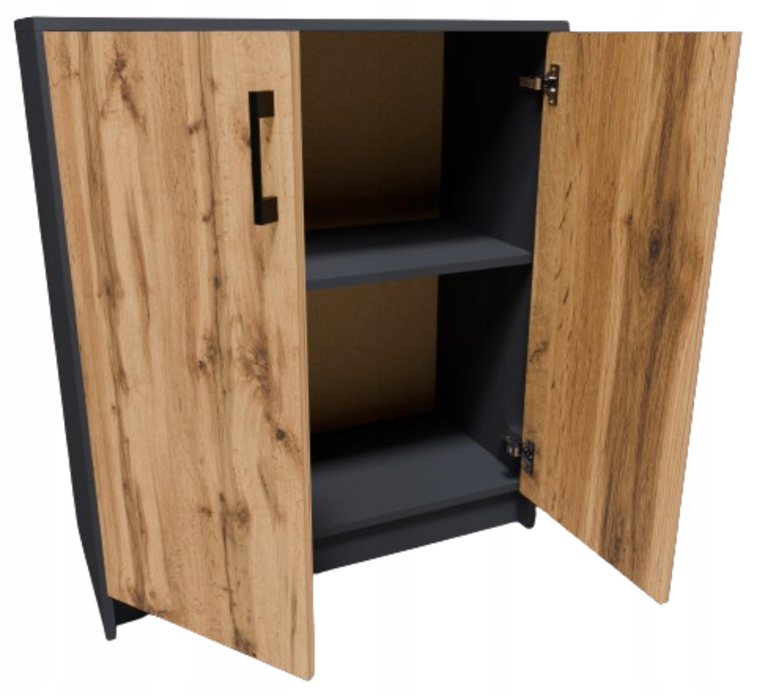 KOMMODE 2D Anthrazit-Wotan Eiche 74/35/85 cm 2-türig - Anthrazit/Eiche Wotan, Holzwerkstoff (74/85/35cm) - Matkam Möbel