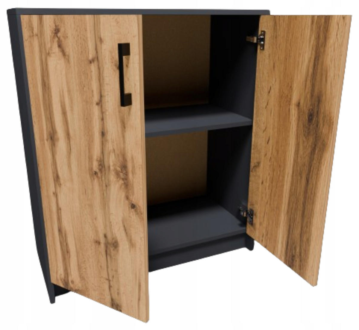 KOMMODE 2D Anthrazit-Wotan Eiche 74/35/85 cm 2-türig - Anthrazit/Eiche Wotan, Holzwerkstoff (74/85/35cm) - Matkam Möbel
