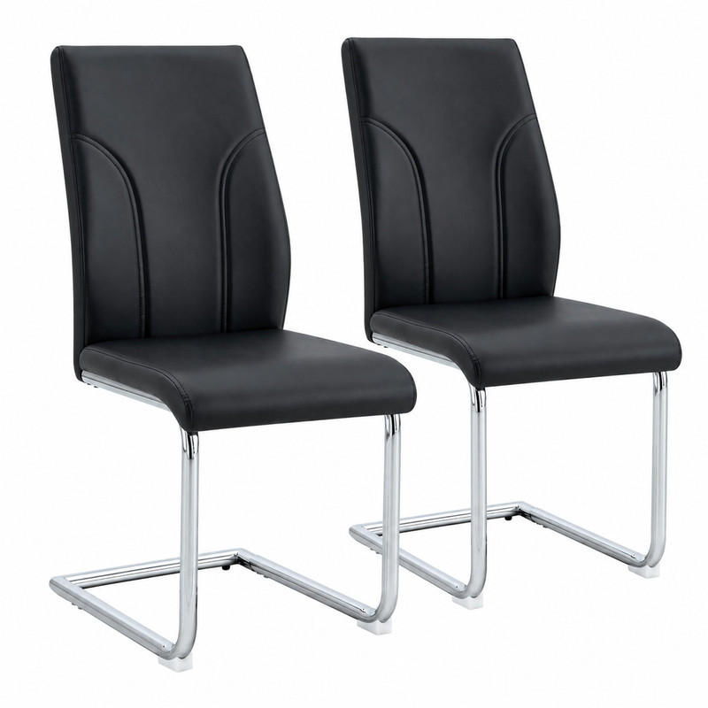 ESSZIMMERSTUHL 2er-Set PU-Leder Schwarz Silber - Schwarz, Metall (40/95/40.6cm) - Meubliv