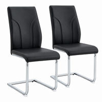 ESSZIMMERSTUHL 2er-Set PU-Leder Schwarz Silber - Schwarz, Metall (40/95/40.6cm) - Meubliv