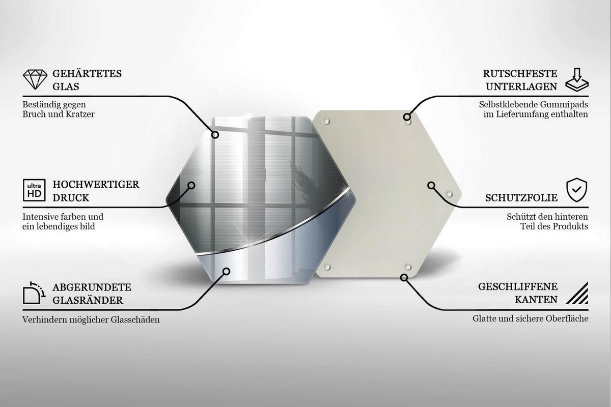 GLASPLATTE 40 cm Metall Muster Abstraktion - Silberfarben, Glas (40/40cm) - Wallfluent