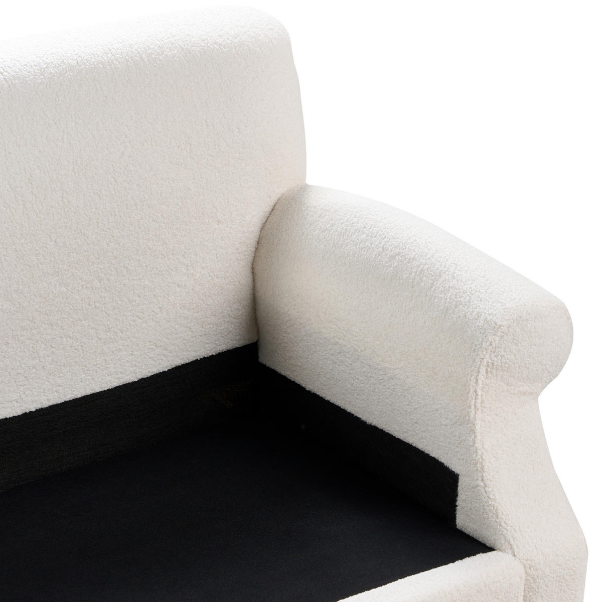 3-SITZER-SOFA Bouclé cremeweiß Eike - Dunkelbraun/Weiß, Textil (229/82/102cm) - Beliani