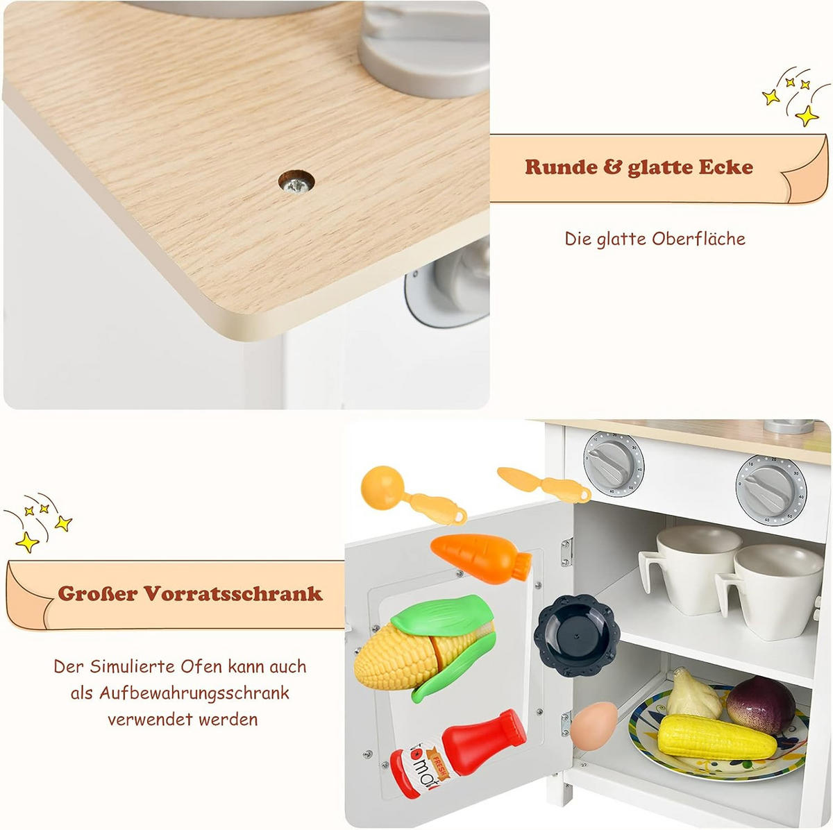 KINDERKÜCHE Spielküche Holz Weiß - Weiß, Holz (30/83/60cm) - COSTWAY