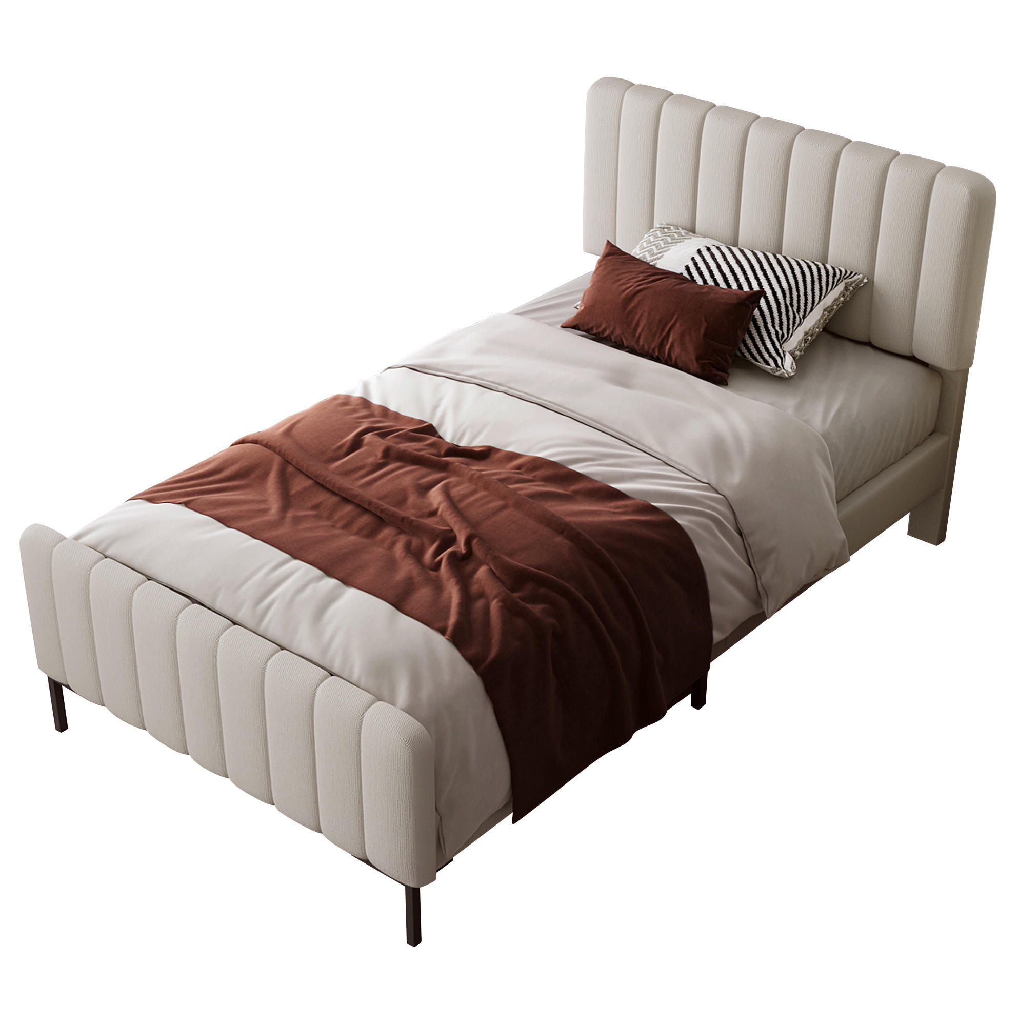 POLSTERBETT 90/200 cm in Grau-Beige mit verstellbarem Kopfteil - Grau, Textil (90/200cm) - Flora Grace
