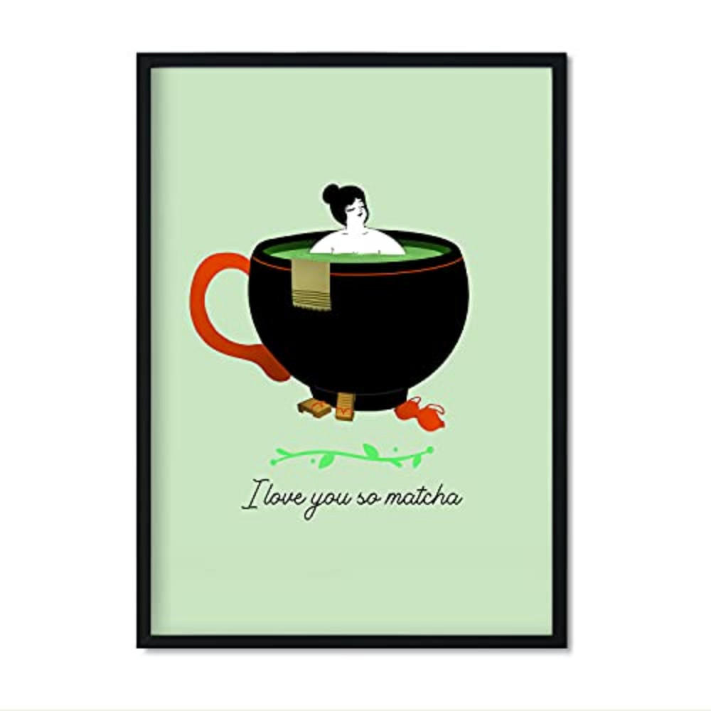 POSTER Matcha A4 Schwarzer Rahmen - Schwarz, Papier (29.7/5/21cm) - Nacnic