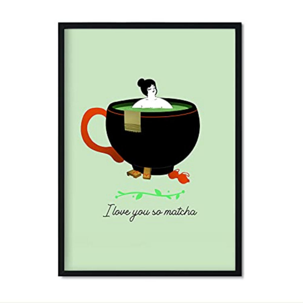 POSTER Matcha A4 Schwarzer Rahmen - Schwarz, Papier (29.7/5/21cm) - Nacnic