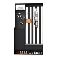 FLURGARDEROBE mit Sitzbank 100 x 35 x 180 cm MDF Schwarz - Schwarz, Holzwerkstoff (35/180/100cm) - Beauniv