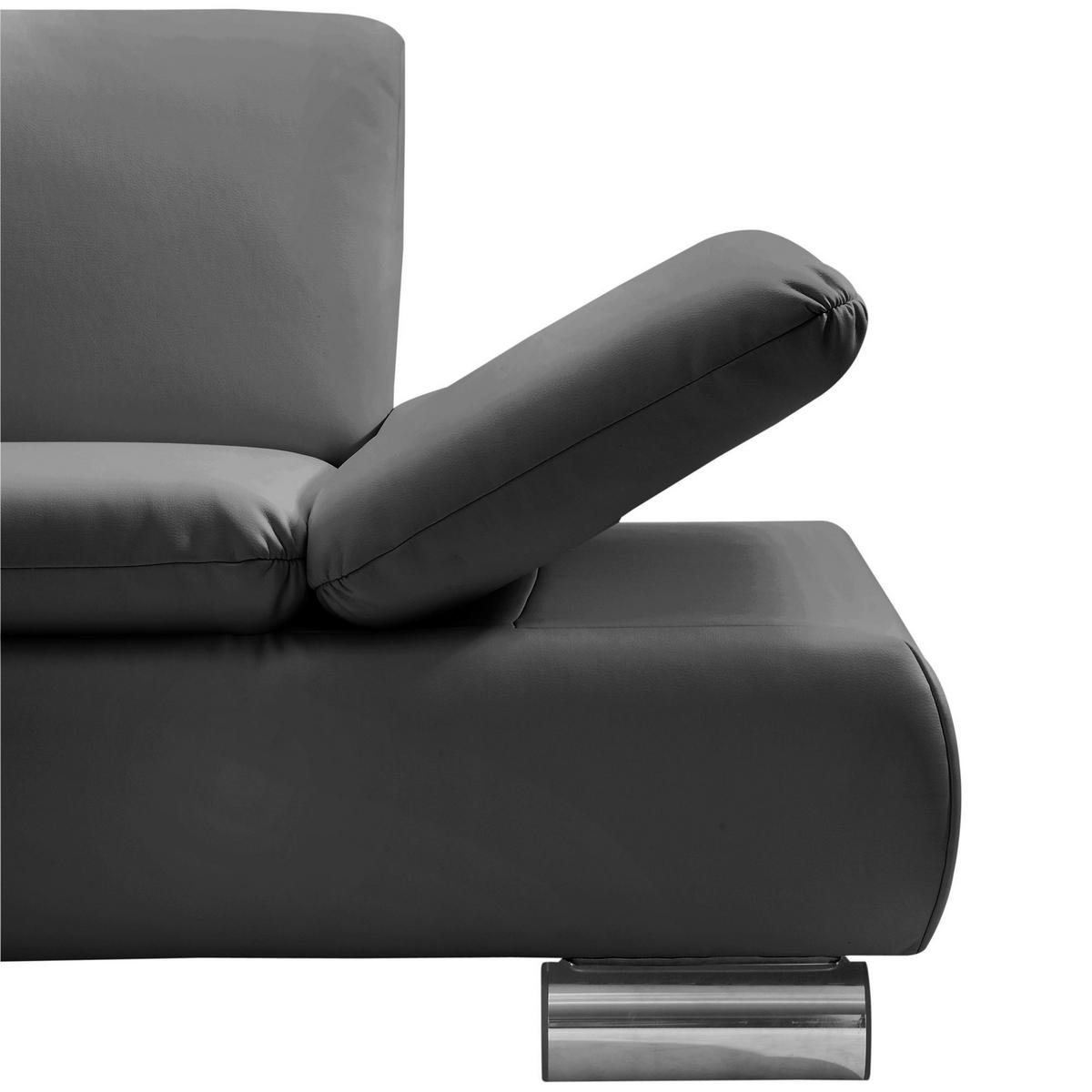 ECKSOFA mit Ottomane links Kaye Bezug Kunstleder Metallfuß verchromt / schwarz - Schwarz, Kunststoff (190/270cm) - 58aufmkessel