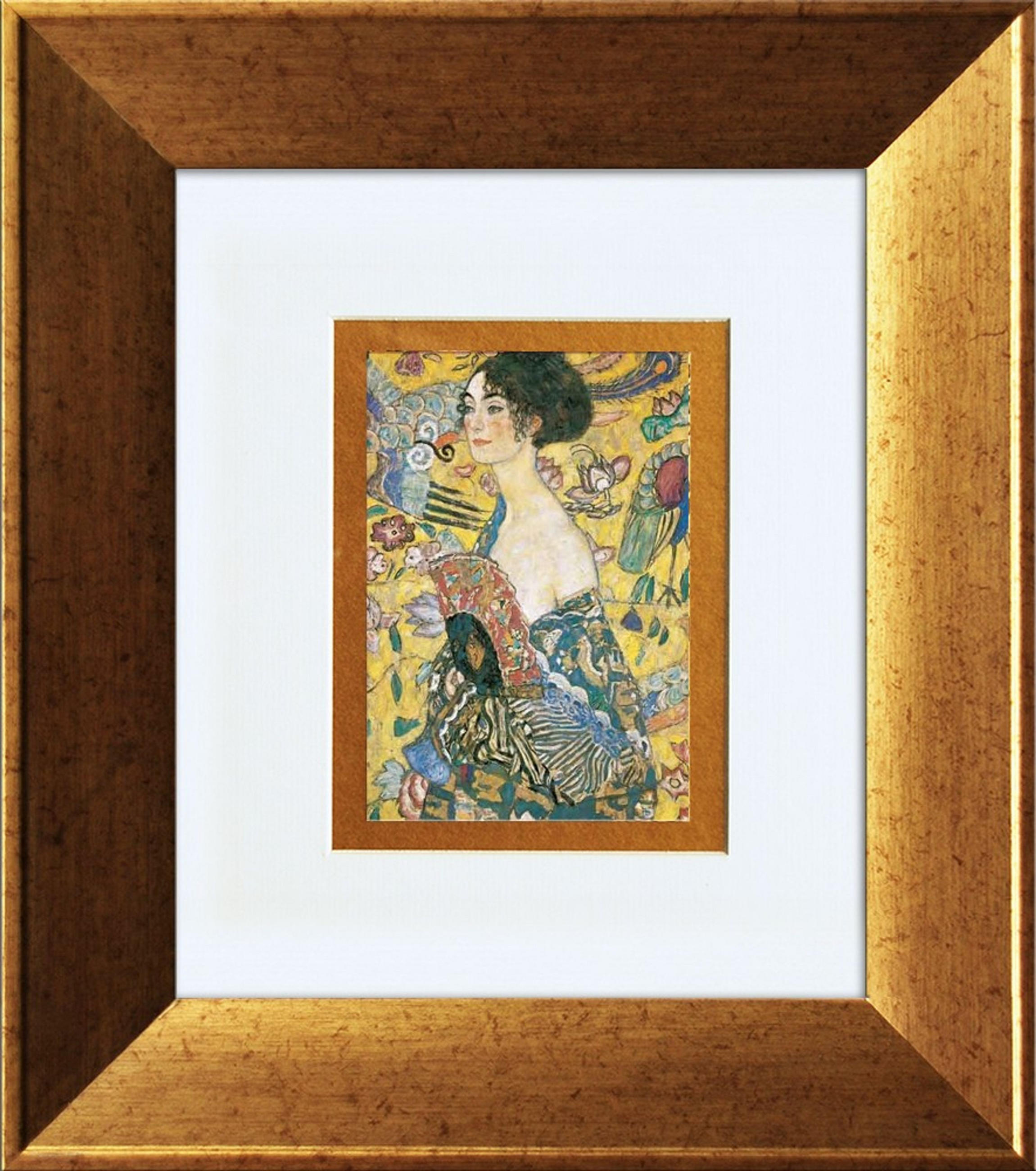 BILD gerahmt 36x41 cm Gustav Klimt „Dame mit Fächer“ - Gelb, Holz (36/41cm) - artissimo