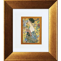 BILD gerahmt 36x41 cm Gustav Klimt „Dame mit Fächer“ - Gelb, Holz (36/41cm) - artissimo