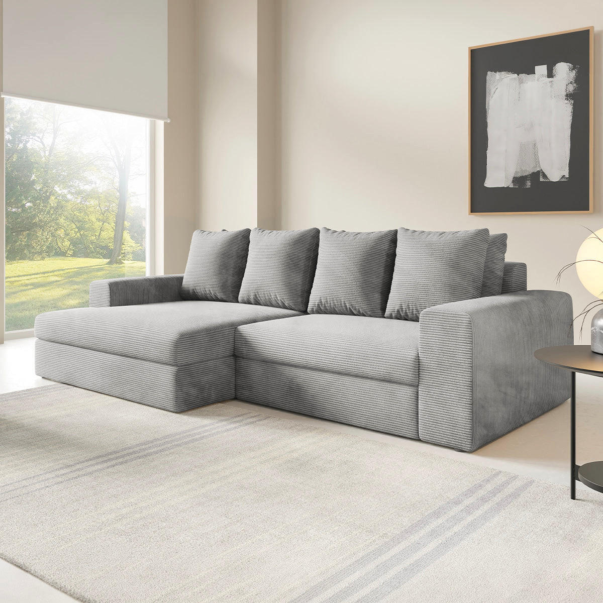 ECKSOFA Paola 3 Sitzplätze Hellgrau - Grau, Holz (272/167cm) - Petits-meubles