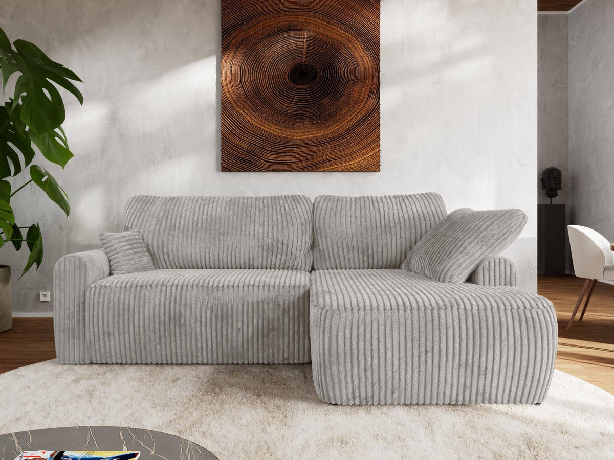 ECKSCHLAFSOFA CUBO L Grau Cord - rechts - Schwarz/Grau, Kunststoff/Textil (187/273cm) - MKS