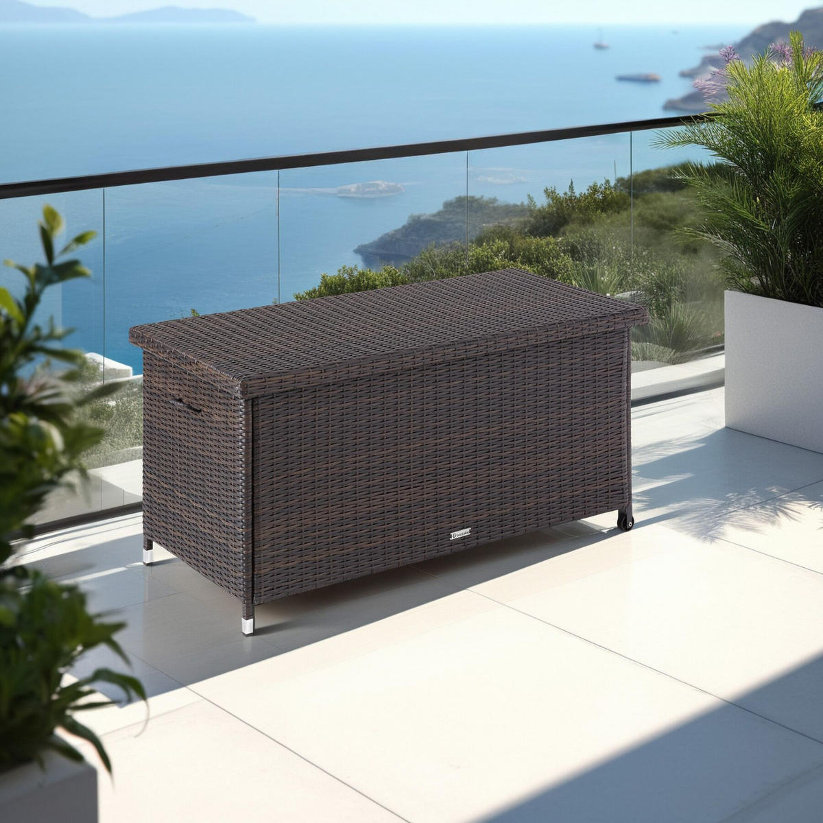 AUFLAGENBOX Kiruna,121 x 56 x 60 cm,braun - Braun, Kunststoff (56/60/121cm) - tectake