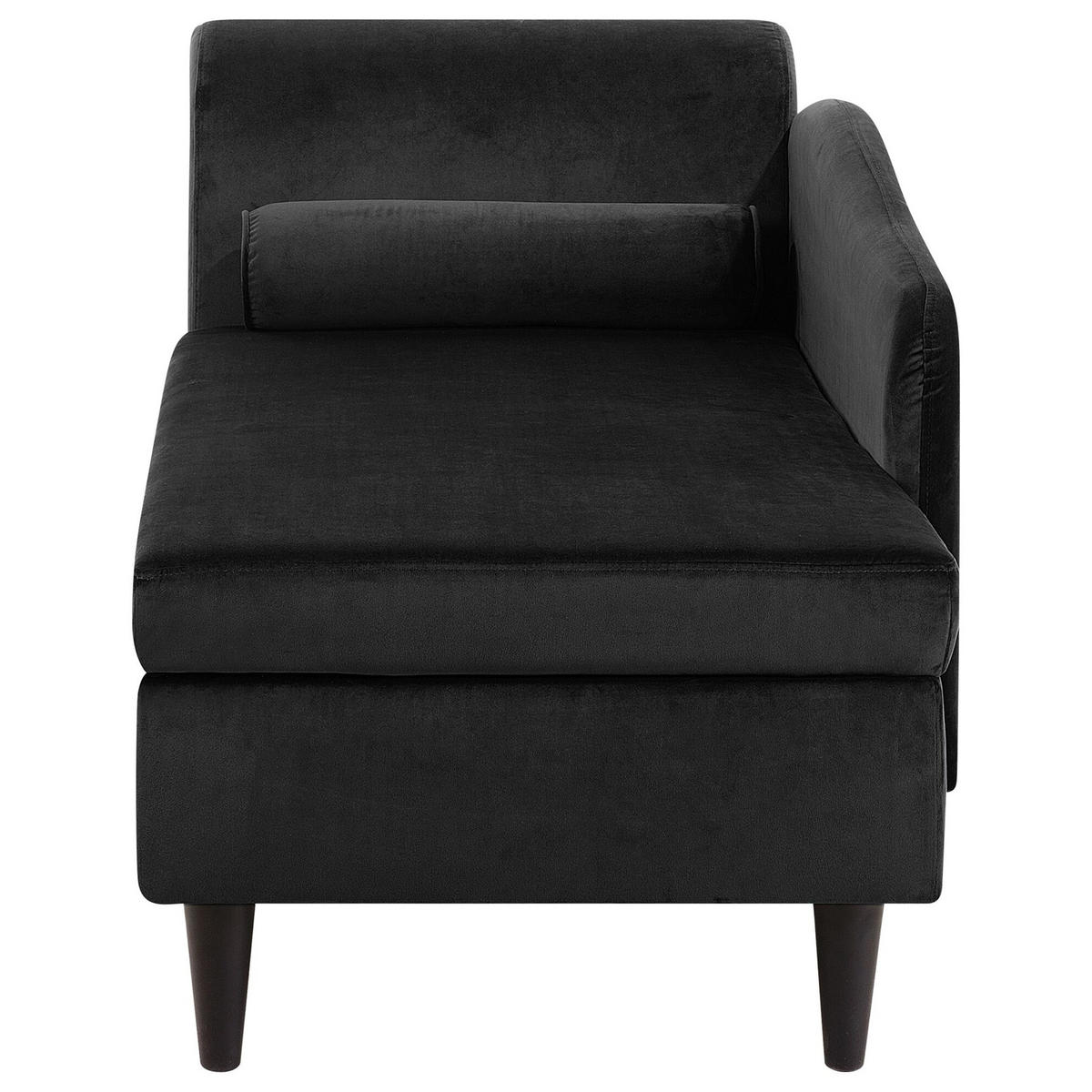 CHAISELONGUE Samtstoff schwarz linksseitig Luiro - Dunkelbraun/Schwarz, Textil (160/77/70cm) - Beliani