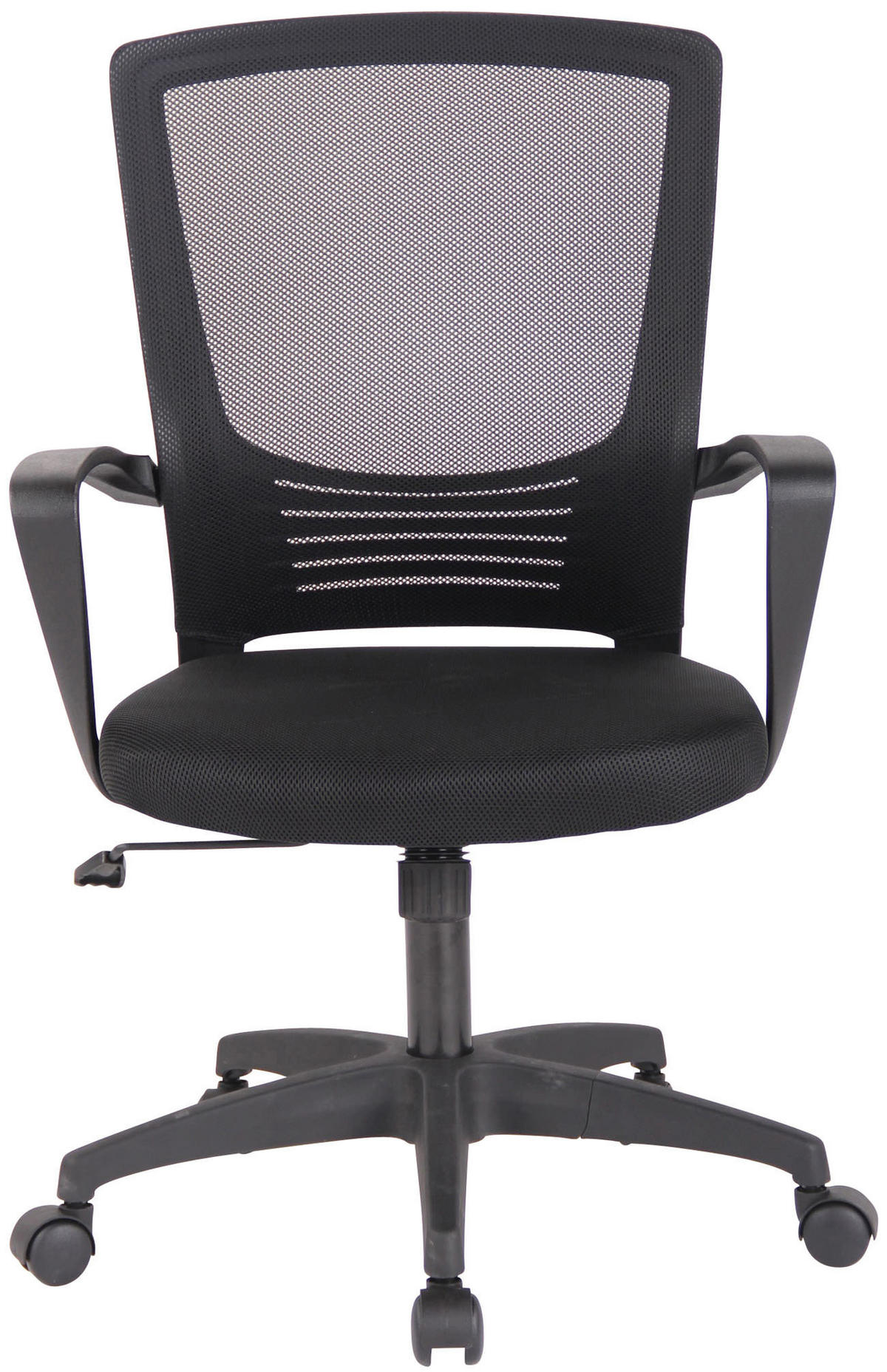 DREHSTUHL Lederlook schwarz/schwarz - Schwarz, Kunststoff/Textil (58/91/53cm) - CLP