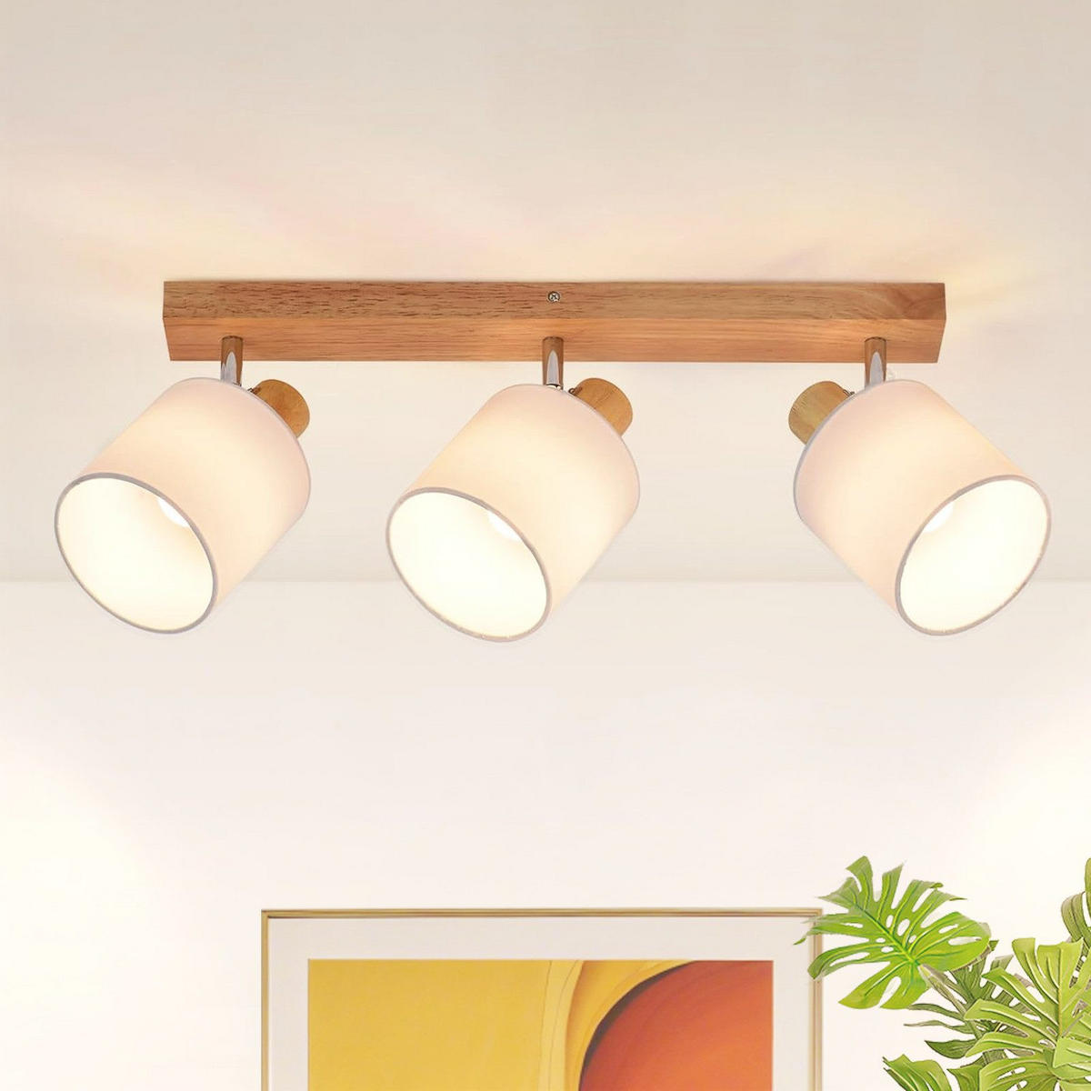 DECKENSTRAHLER Geschick 3-flammig 47/11/21 cm - Braun, Holz (47/11/21cm) - ZMH