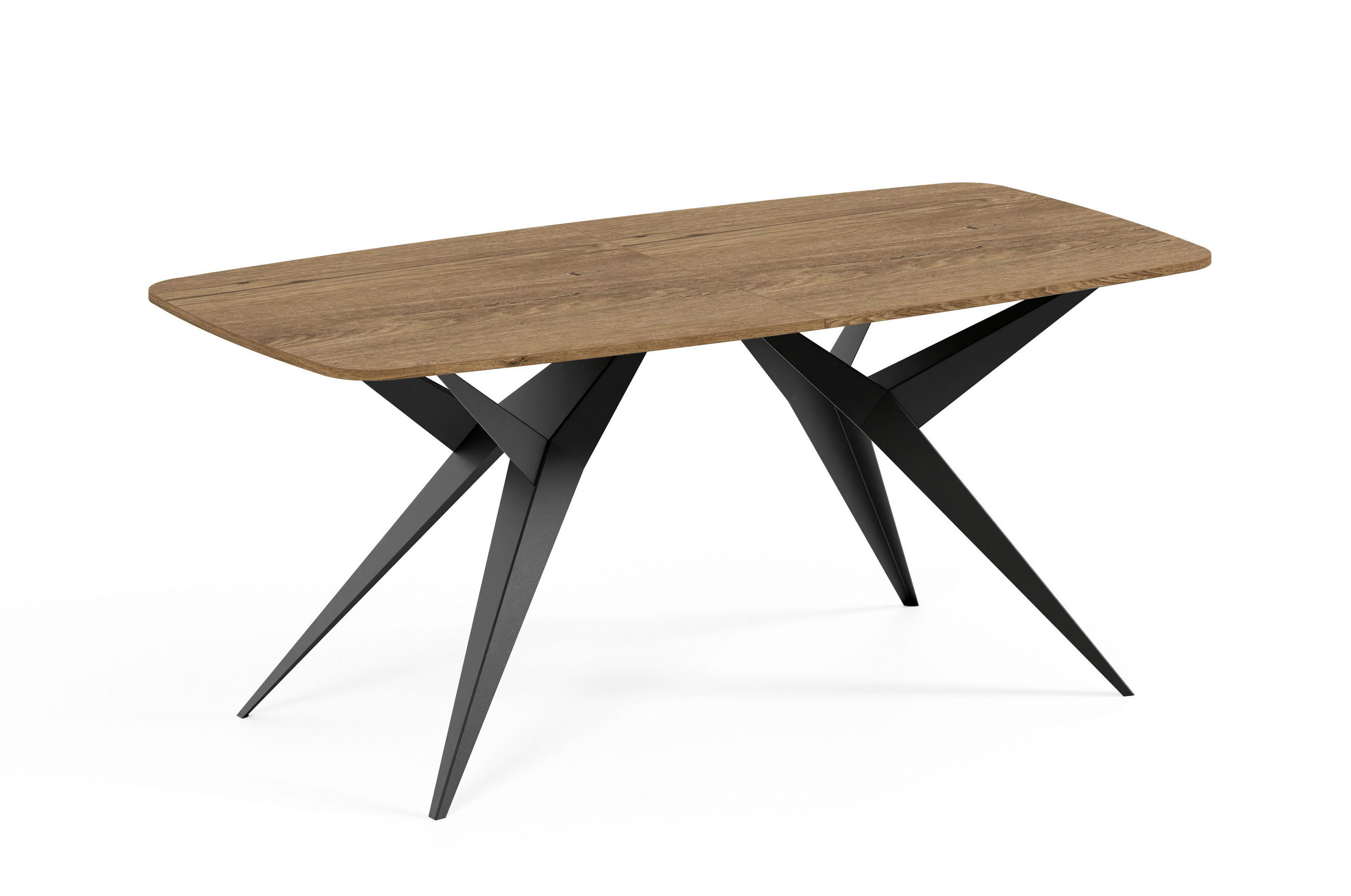 ESSTISCH AXIS - Dunkelbraun/Schwarz, Holzwerkstoff/Metall (90/180/76cm) - Meblini