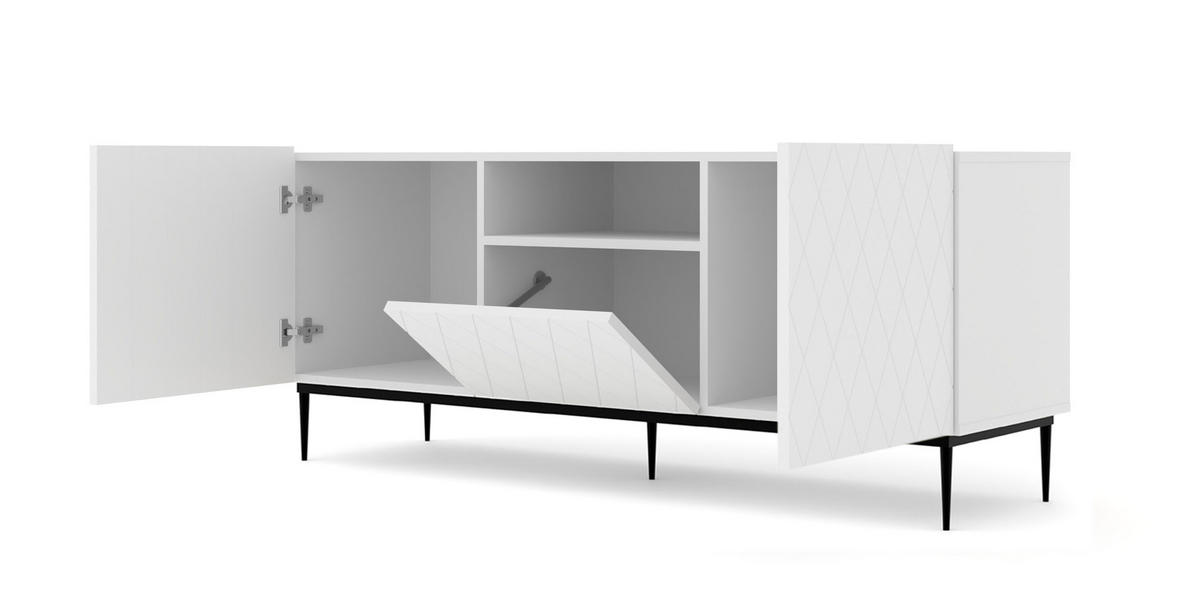 TV LOWBOARD Weiß, Schwarz 145/60/40 - Weiß, Holzwerkstoff (145/60/40cm) - RAUMHIRSCH FURNITURE