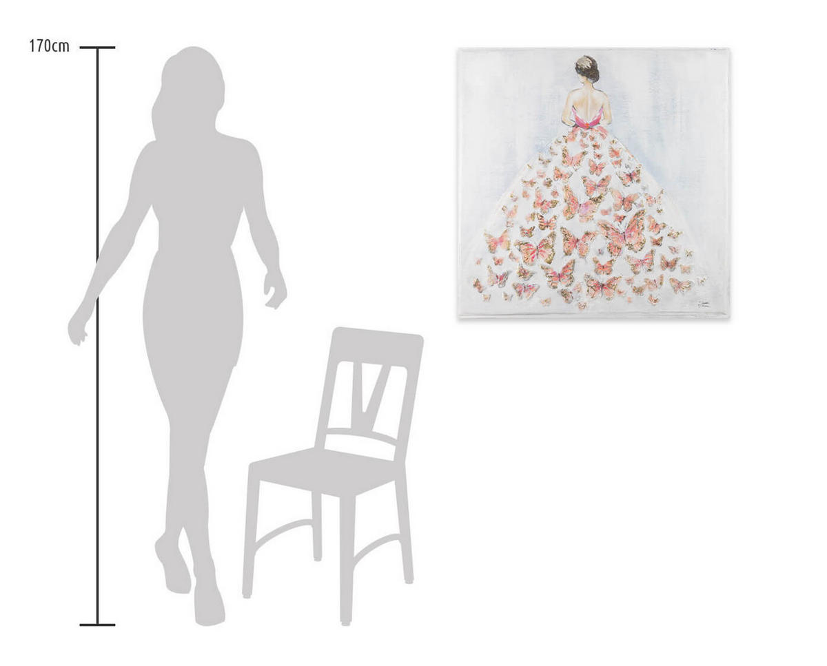 ACRYLBILD HANDGEMALT 80/80 cm - Pink/Grau, Holz/Textil (80/80cm) - KUNSTLOFT