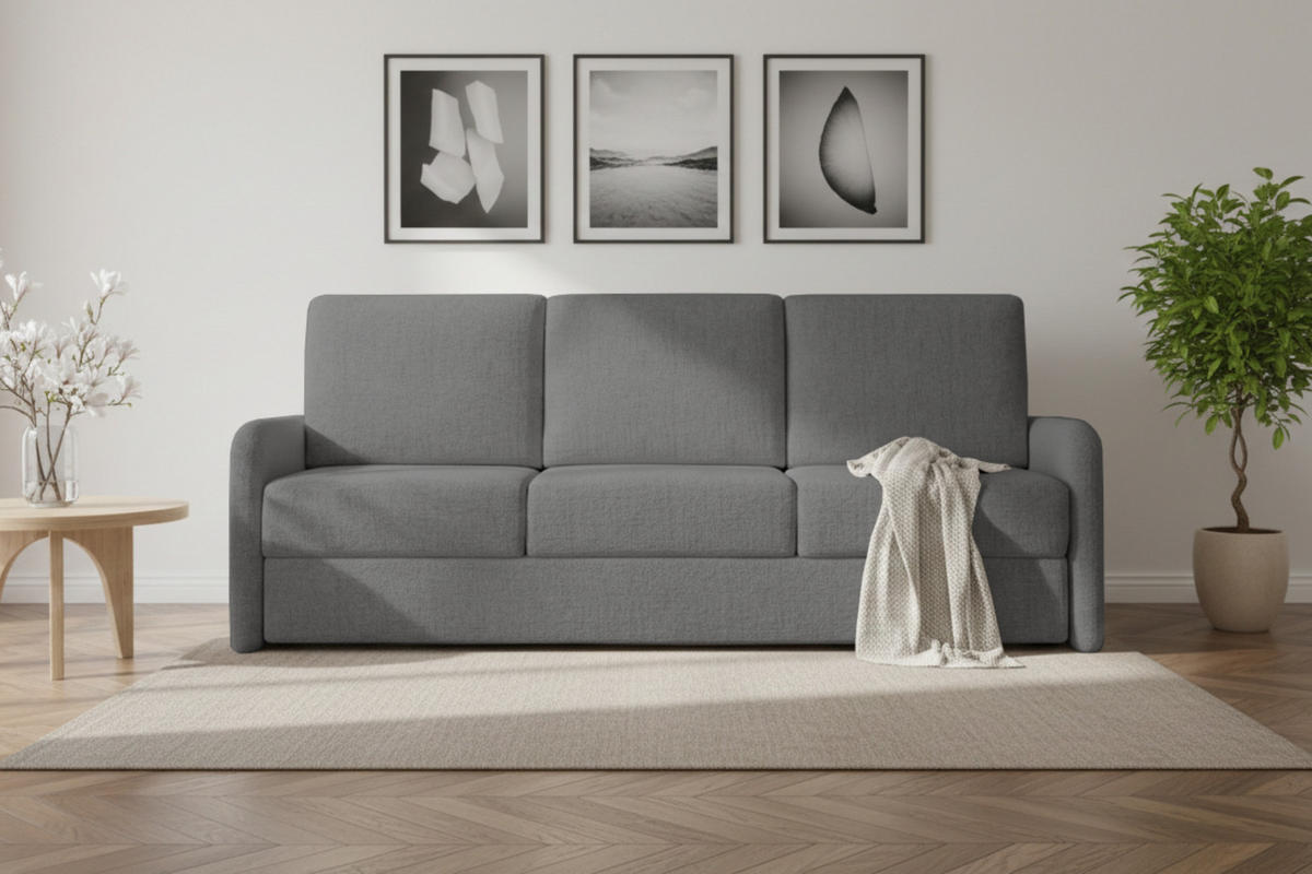 3-SITZER SOFA BIANCO 215 cm breit in Stoff Dunkelgrau - Dunkelgrau, Holzwerkstoff/Textil (215/90/92cm) - Deine Möbel 24
