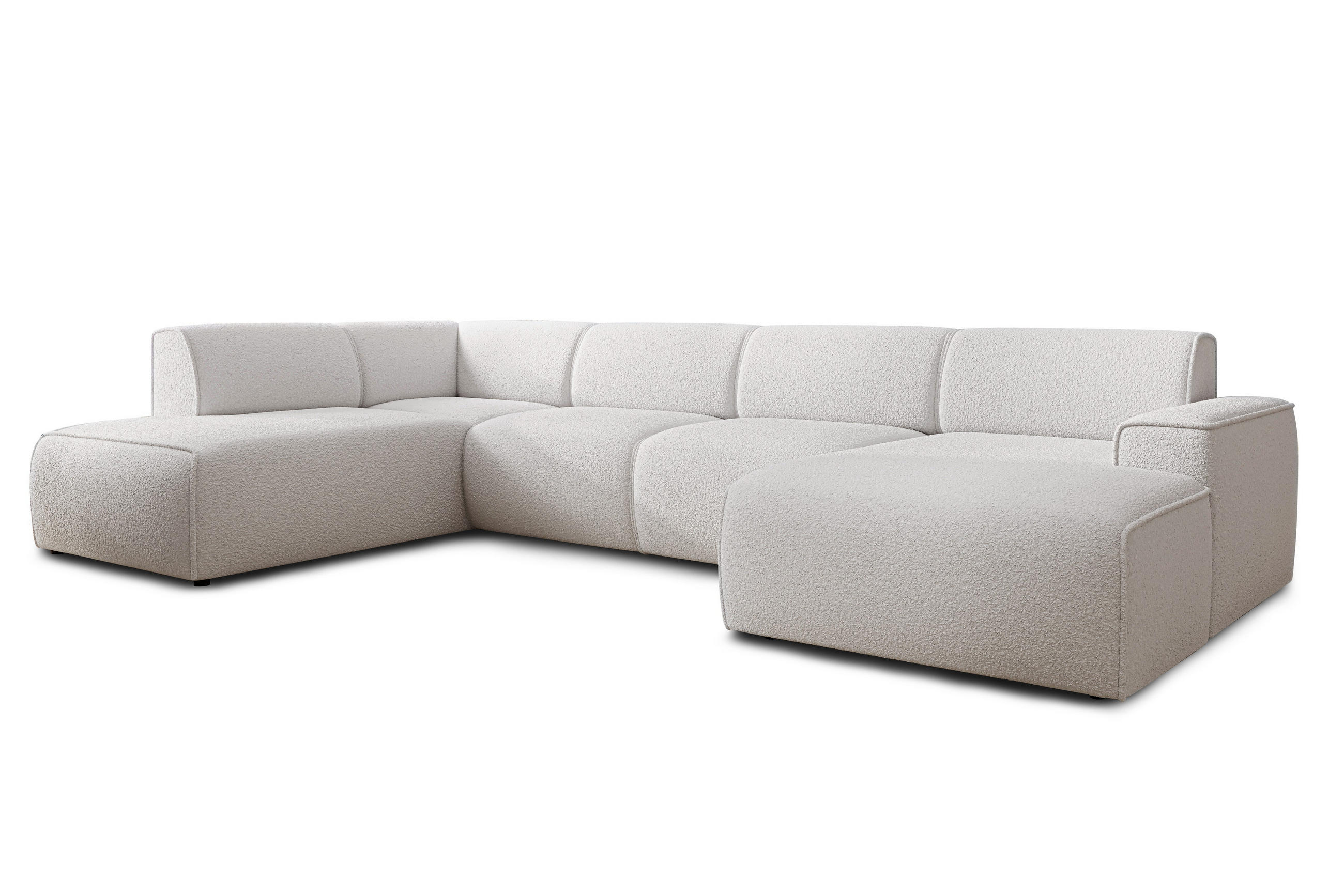 WOHNLANDSCHAFT Didim Weiß 378/220/78 cm – großes Sofa stilvoll & bequem L - Schwarz/Weiß, Kunststoff/Textil (220/78/378cm) - AX Living