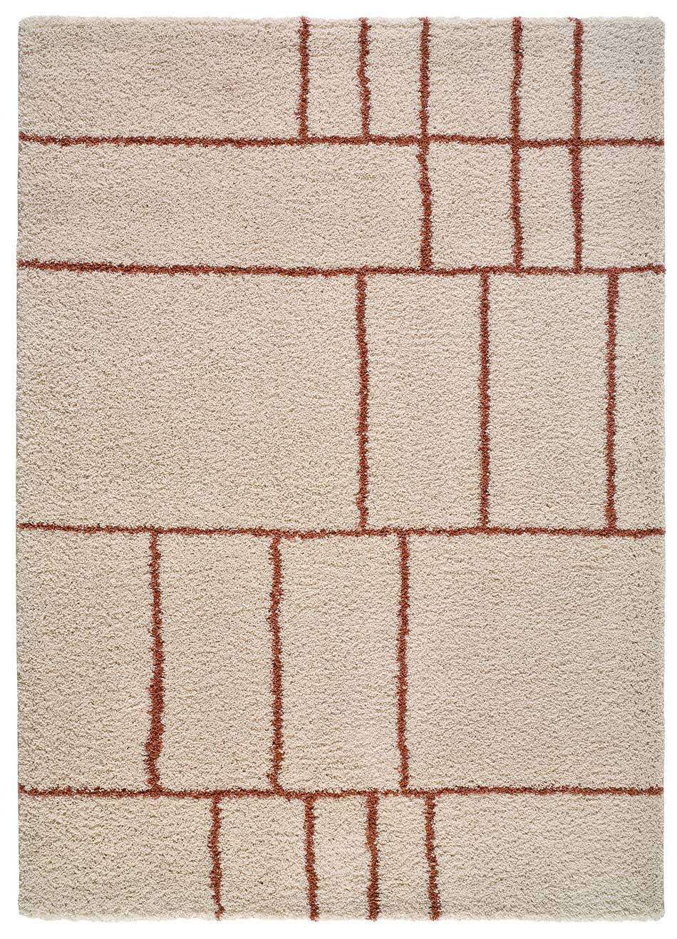 Atticgo Hochflorteppich Beige, Dunkelorange 80x150 cm