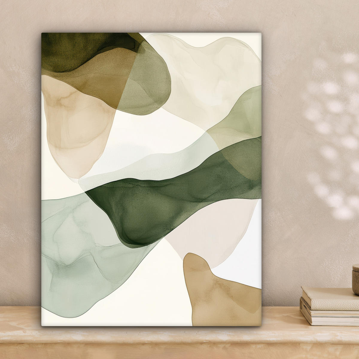 LEINWANDBILD Japandi - Abstrakt - Grün 30x40 cm - Salbeigrün, Textil (30/40cm) - MuchoWow