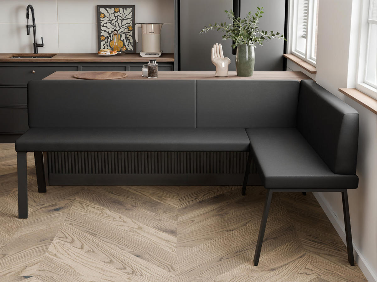 ECKBANK rechts MONO Y Kunstleder glatt, 128/168 cm Schwarz - Schwarz, Kunststoff/Textil (128/168cm) - Idohome