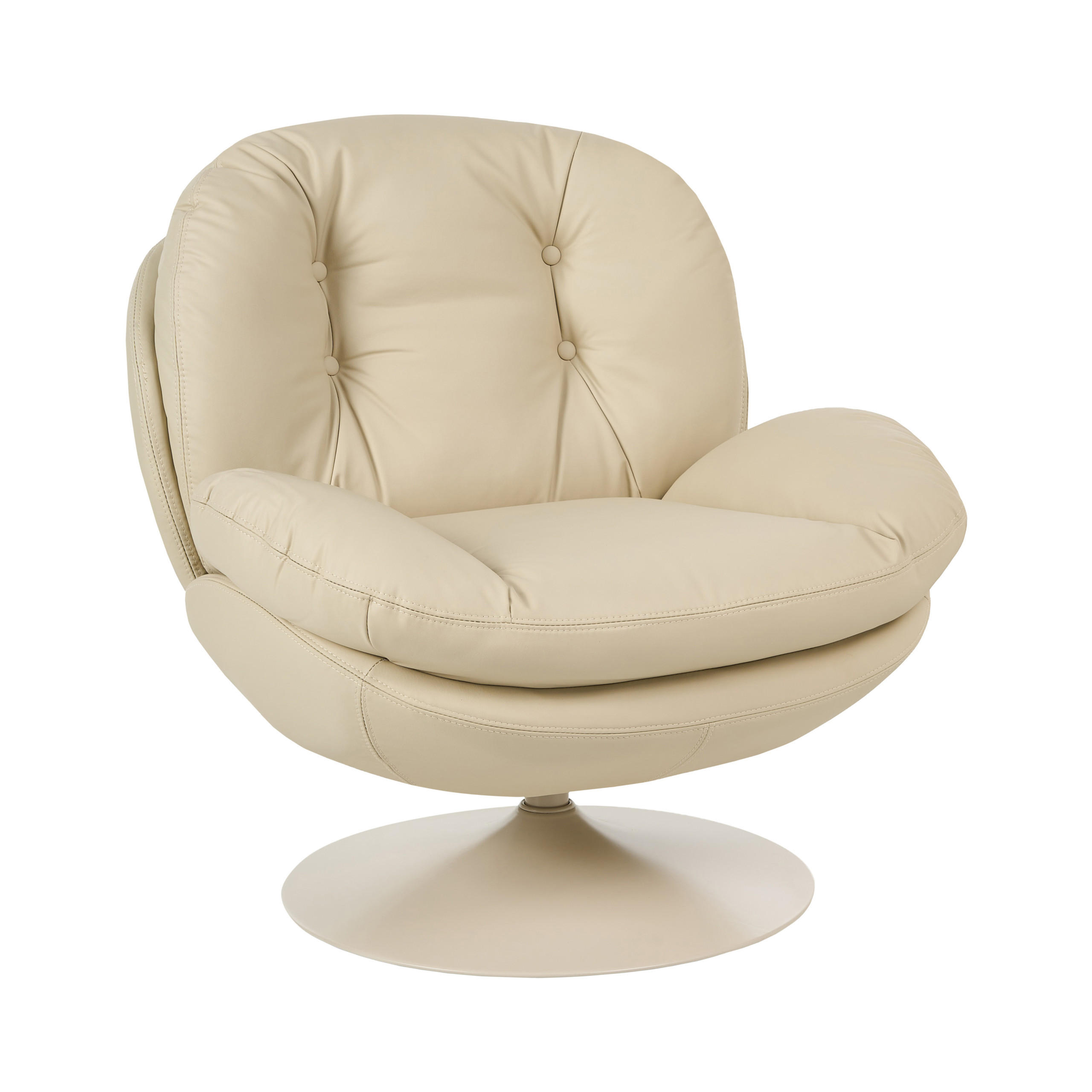 DREHSESSEL Kunstleder Beige Nolvik - Beige, Textil/Metall (82/82/85cm) - Beliani
