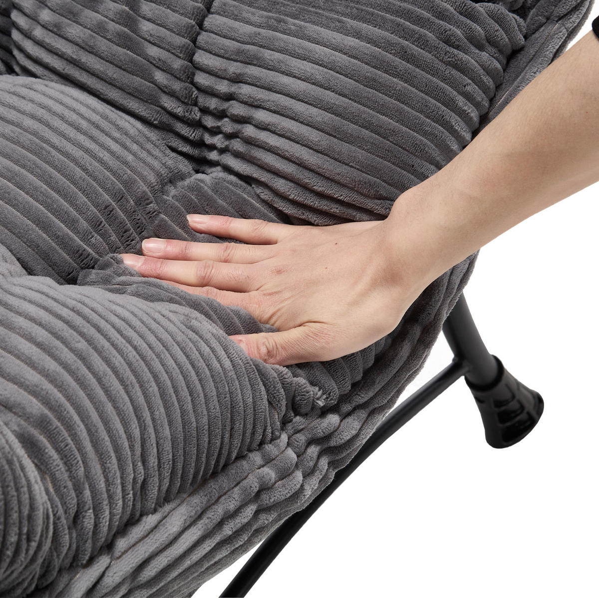SESSEL 69.9/95/64 cm Grau aus Stahl mit Hocker - Grau, Textil (69.9/95/64cm) - OKMYHOME
